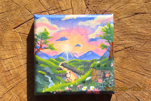 4x4 in. Acrylic on Canvas "Valley" Universe (2024)
